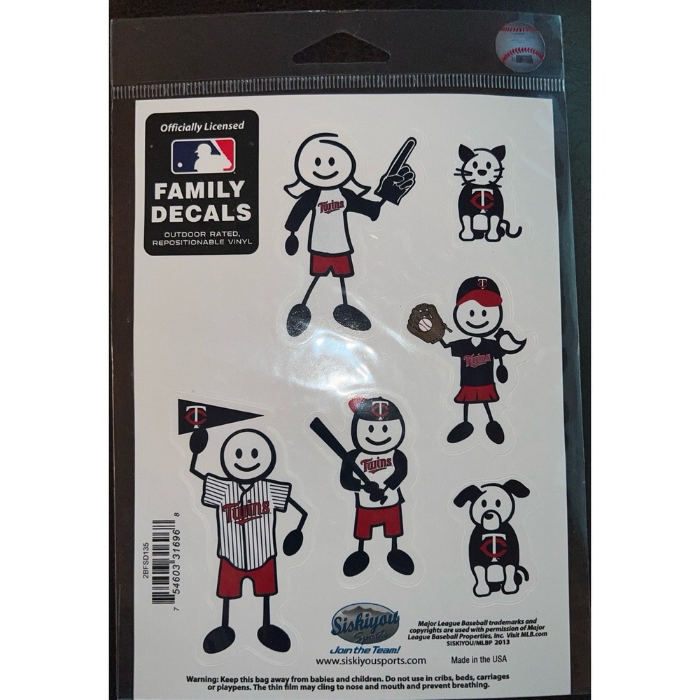 Minnesota Twins Outdoor Rated Vinyl Family Decals MLB Licensed Baseball - Picture 2 of 4